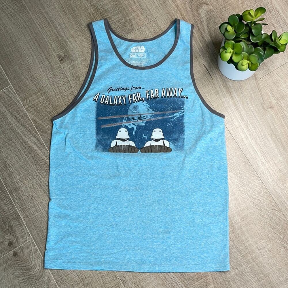 STAR WARS ‘A Galaxy Far, Far Away’ Blue Scoop Neck Tank Top Men’s Size Medium